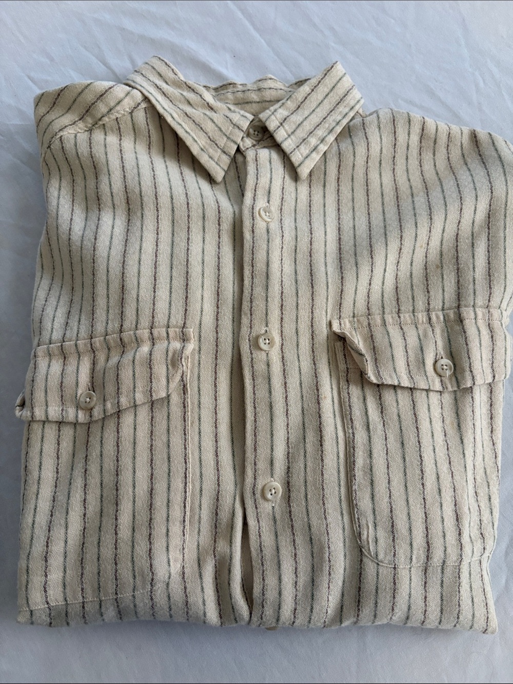Men’s  Vintage Claiborne Casual vertical stripes long sleeve Shirt Sz M